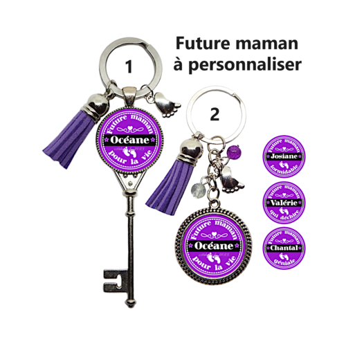 Porte clés future maman personnalisé, cadeau future maman