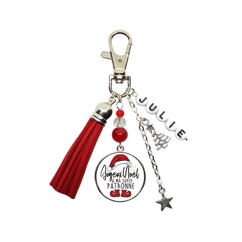 Porte clés joyeux noël à personnaliser, joyeux noël à ma super patronne