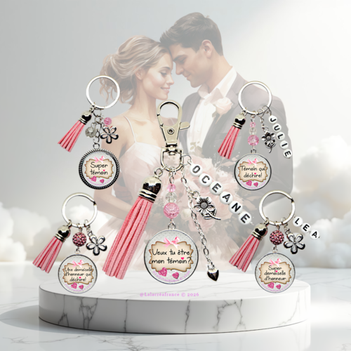 Porte-clés témoin personnalisé – cadeau mariage témoin – porte clé demoiselle d'honneur – souvenir mariage femme