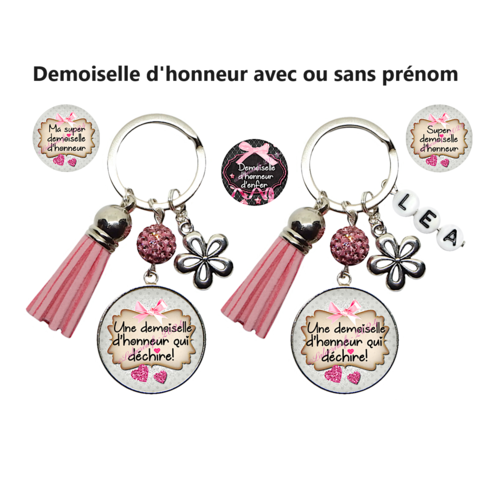 Porte clés demoiselle d'honneur personnalisé, super demoiselle d'honneur..., cadeau mariage