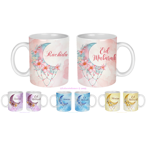 Mug céramique eid mubarak à personnaliser au prénom de votre choix