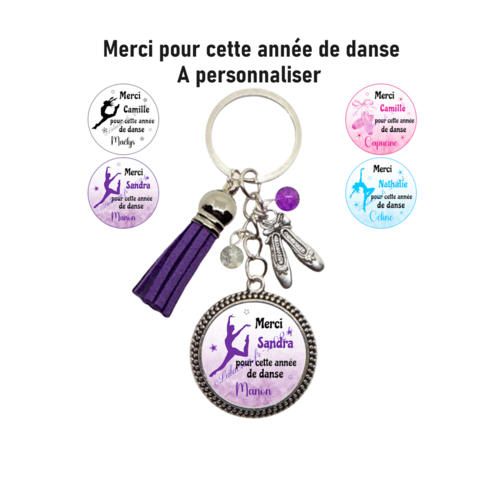 Porte clés prof de danse personnalisé, "merci pour cette année de danse"