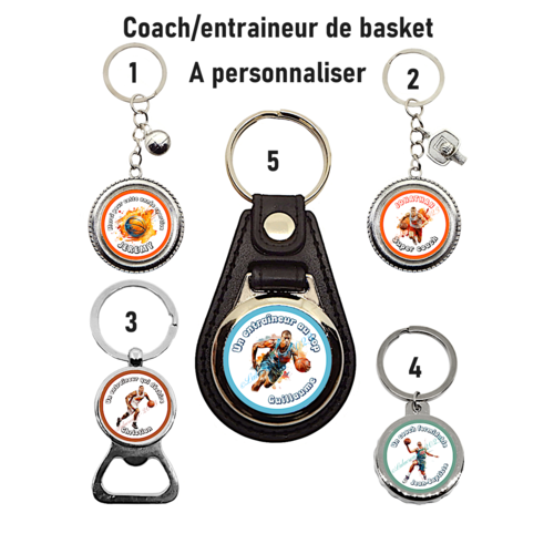 Porte clés coach de basket personnalisé, entraineur de basket