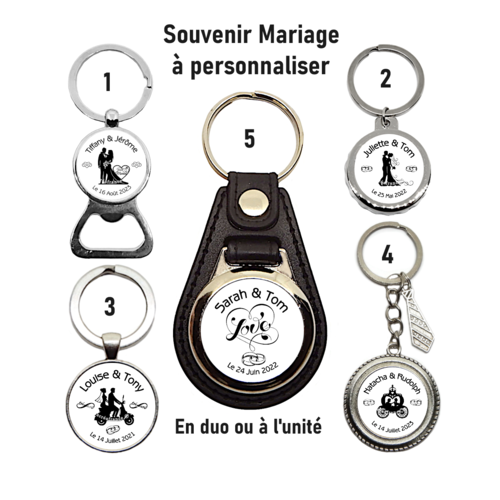 Porte clés témoin personnalisé, souvenir mariage,
