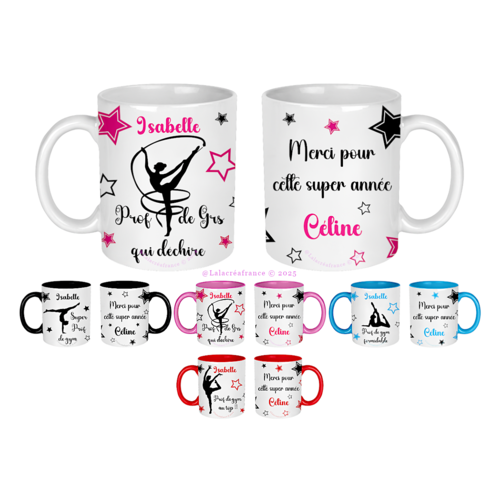 Mug céramique prof de gym ou grs à personnaliser, merci pour cette super année