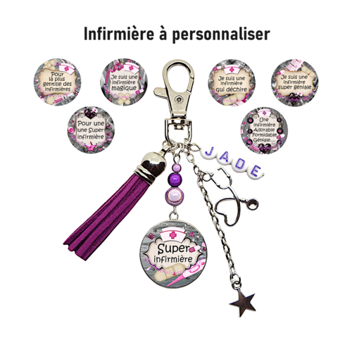 Votre prénom - porte-clés infirmière personnalisé, cadeau infirmière