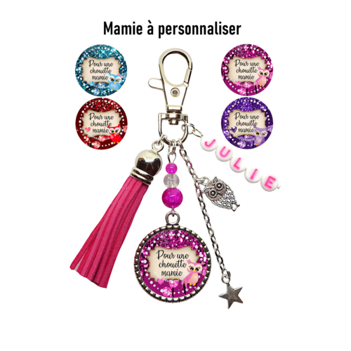 Porte clés mamie personnalisé, pour une chouette mamie, cadeau fête des mamies