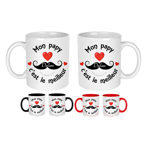 Mug papy personnalisé, recto-verso, mon papy c'est le meilleur, cadeau fête des papy, cadeau noël