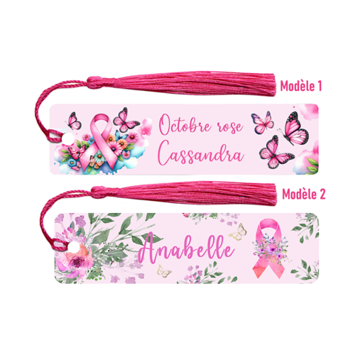 Marque-pages octobre rose personnalisé, sensibilisation cancer du sein