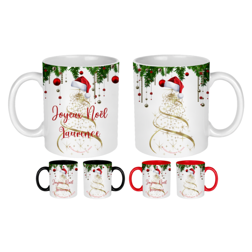 Mug joyeux noël à personnaliser au prénom de votre choix, tasse noël personnalisée