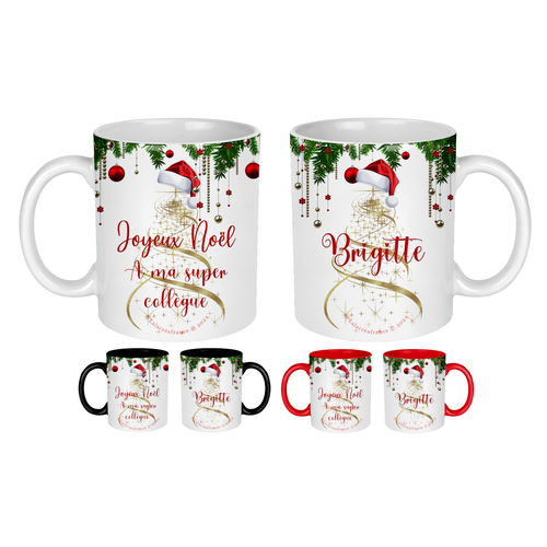 Mug joyeux noël à ma super collègue à personnaliser, tasse noël