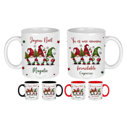 Mug joyeux noël nounou ou autre à personnaliser, tasse noël