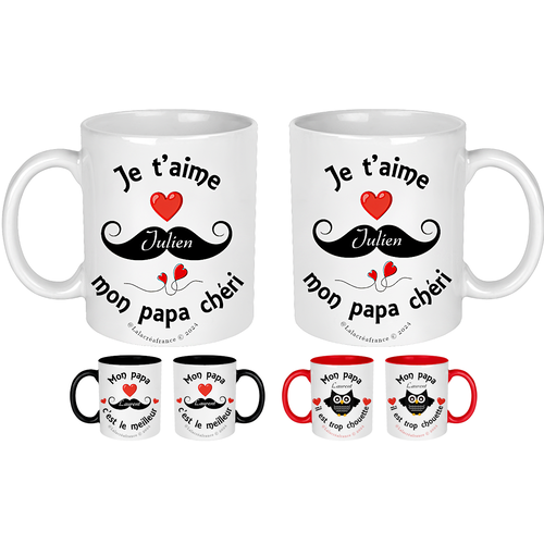 Mug papa personnalisé, recto-verso, texte au choix, cadeau fête des pères, cadeau noël
