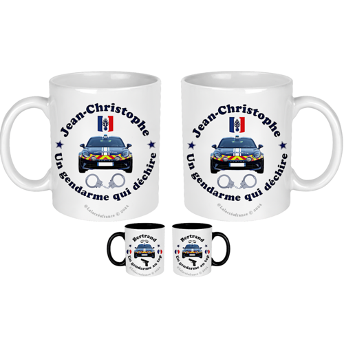 Mug gendarme personnalisé, recto-verso, cadeau gendarme