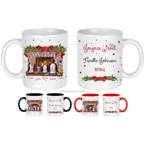 Mug famille noël à personnaliser, tasse noël personnalisée