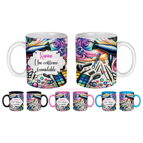 Mug coiffeuse à personnaliser, cadeau coiffeuse