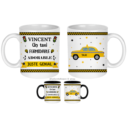 Mug taxi à personnaliser, un taxi formidable, adorable juste génial(e)
