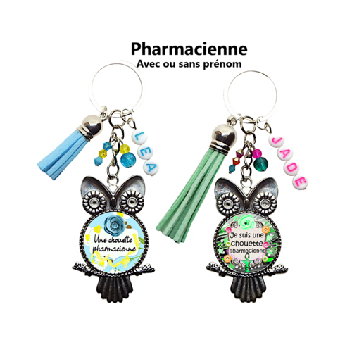 Porte clés pharmacienne personnalisé, je suis une chouette pharmacienne