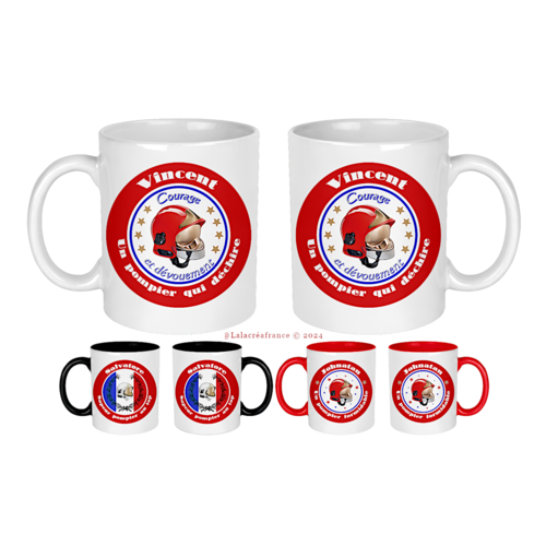 Mug pompier personnalisé, recto-verso, cadeau super pompier