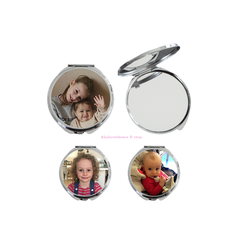 Miroir de poche personnalisé avec la photo de votre choix, cadeau noël, anniversaire
