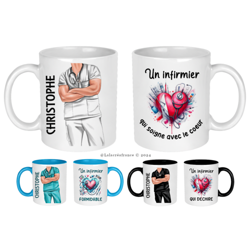Mug infirmier personnalisé, médecin, docteur, chirurgien, anesthésiste ou autre personnel soignant