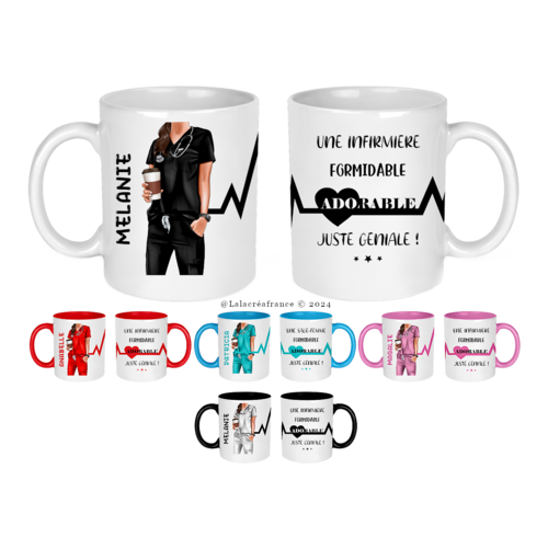 Mug infirmière personnalisé, médecin, docteur, chirurgien, anesthésiste ou autre personnel soignant