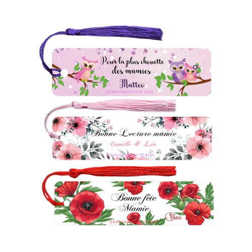 Marque-pages métal à personnaliser pour mamie ou au texte de votre choix, cadeau fête des grands-mères