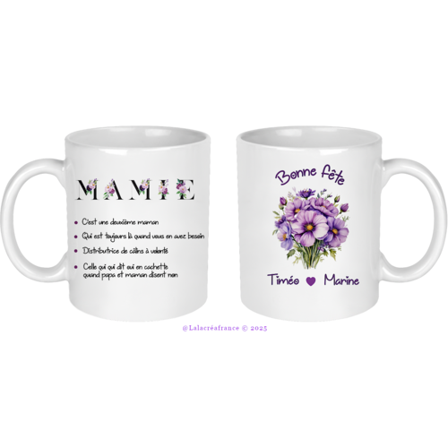 Mug mamie personnalisé, mug définition mamie, cadeau fête des grands-mères, bonne fête mamie