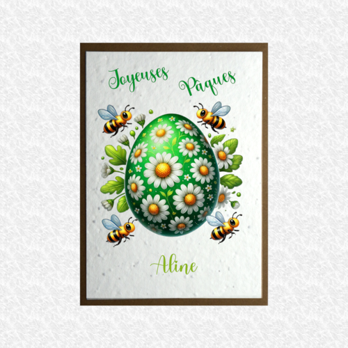 Carte à planter joyeuses pâques personnalisable au texte de votre choix, carte ensemencée oeuf de pâques fleurit