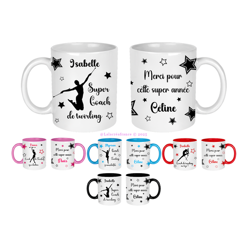 Mug coach de twirling personnalisé, merci pour cette super année