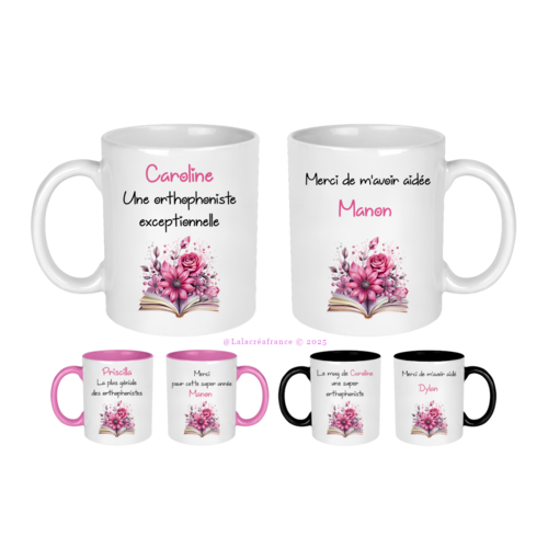 Mug orthophoniste personnalisé au texte de votre choix