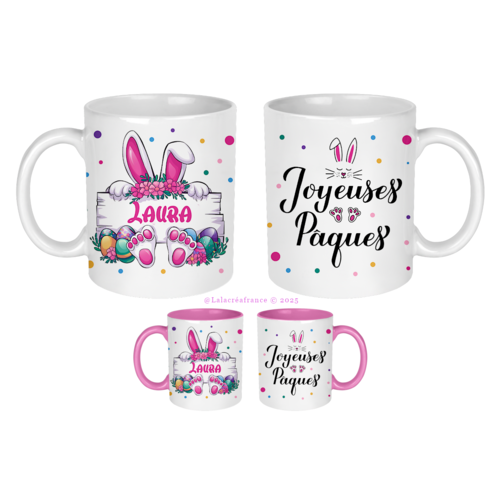 Mug pâques personnalisé, tasse personnalisé lapin spécial pâques