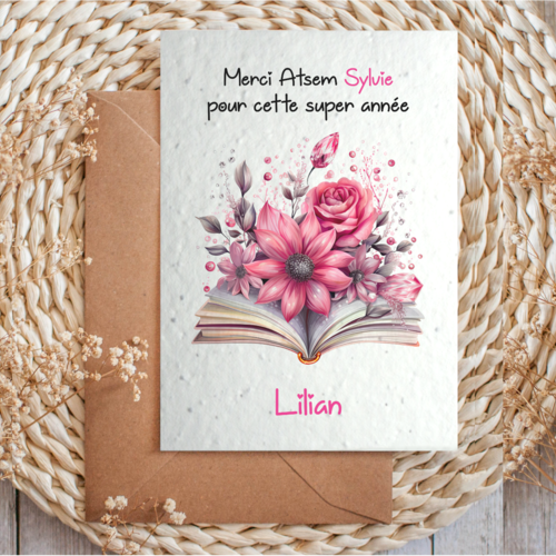 Carte à planter personnalisée atsem, merci pour cette super année