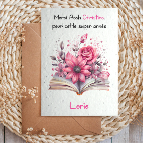 Carte à planter personnalisée aesh, merci pour cette super année