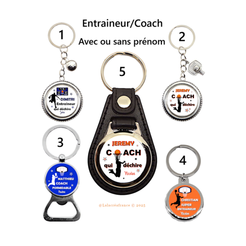 Porte clés coach de basket personnalisé, entraineur de basket personnalisé au choix