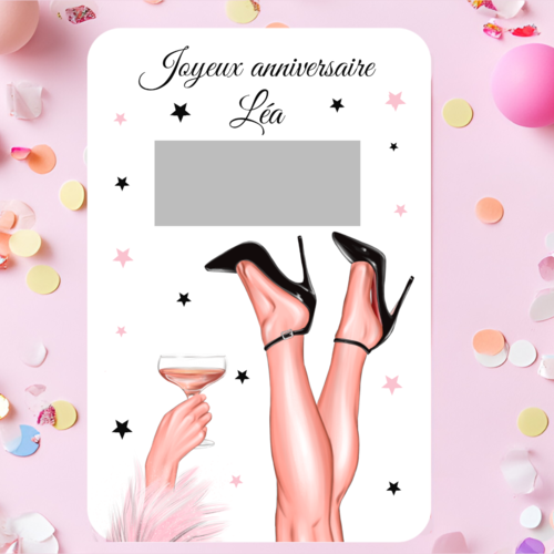 Carte à gratter anniversaire personnalisé, carte cadeau originale