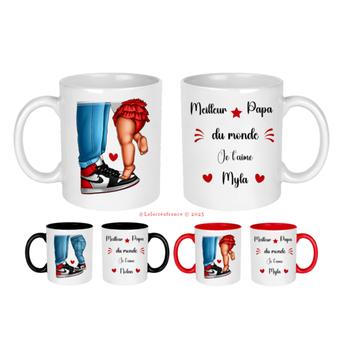 Mug papa personnalisé, meilleur papa du monde, ou tonton, papy, parrain, beau-père, cadeau fête des pères, fête des papys