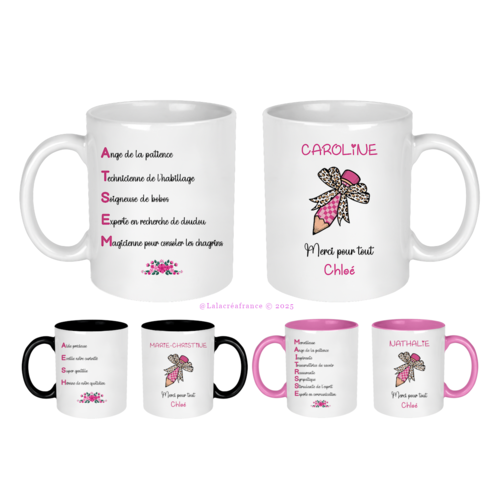 Mug définition maitresse, atsem, aesh personnalisé, cadeau personnalisé au texte de votre choix