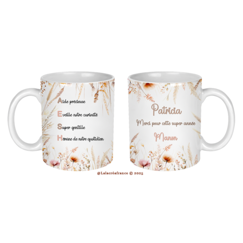 Mug aesh personnalisé, mug définition aesh, cadeau personnalisé, mug fond blanc ou fond noir au choix