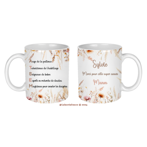 Mug atsem personnalisé, mug définition atem, cadeau personnalisé, mug fond blanc ou fond noir au choix