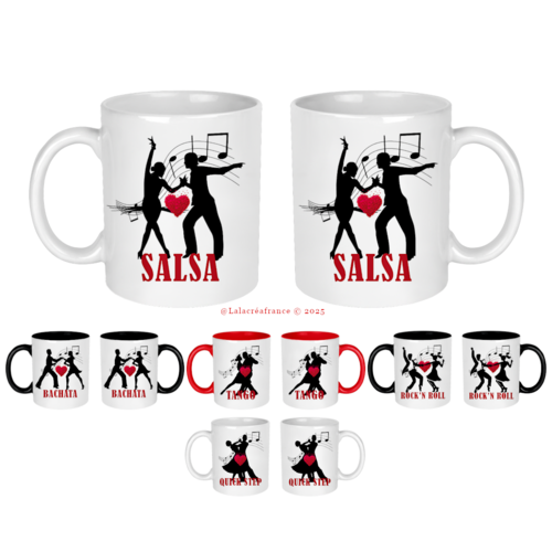 Mug salsa, bachata, rock'n roll, tango, quick step, cadeau prof de danse