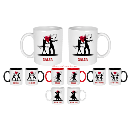 Mug salsa, bachata, rock'n roll, tango, quick step, cadeau prof de danse