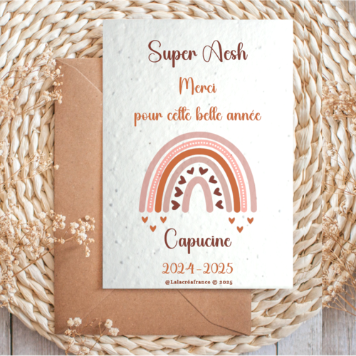 Carte à planter personnalisée aesh, super aesh, merci pour cette belle année
