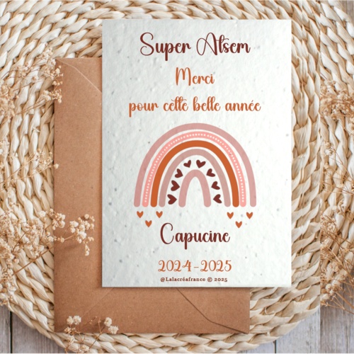 Carte à planter personnalisée atsem, super atsem, merci pour cette belle année