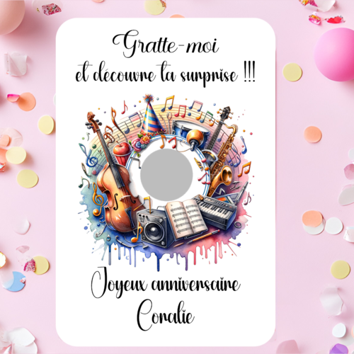Carte à gratter anniversaire personnalisé, carte cadeau originale, carte message personnalisée