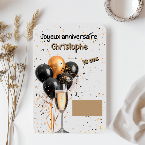 Carte à gratter anniversaire personnalisé, carte cadeau original, carte message personnalisé