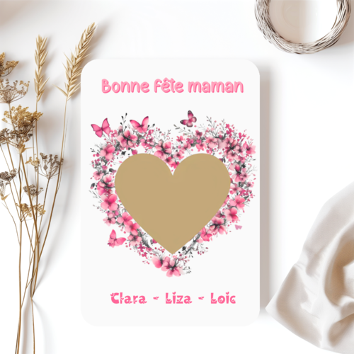 Carte à gratter bonne fête maman personnalisé, carte cadeau originale, carte message personnalisé
