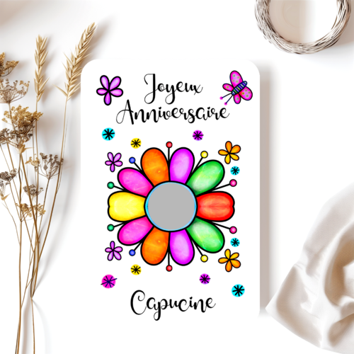 Carte à gratter enfant personnalisé, joyeux anniversaire, carte message personnalisée