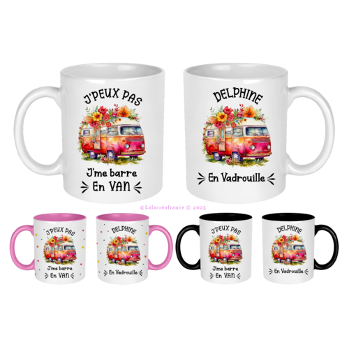 Mug personnalisé j'peux pas j'me barre en van, mug amateur de voyage en van