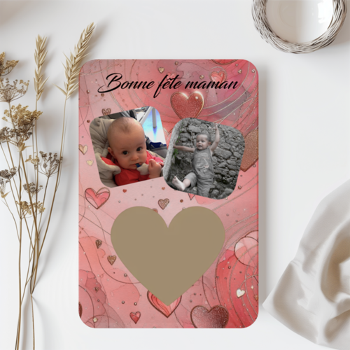 Carte à gratter bonne fête maman personnalisé avec photo, carte cadeau originale, carte message personnalisé